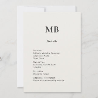 Minimal Modern Mikrobröllop Detaljerad Kort