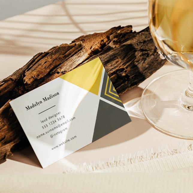 Minimal modern, modern, Gult diagonal Visitkort (Skapare uppladdad)