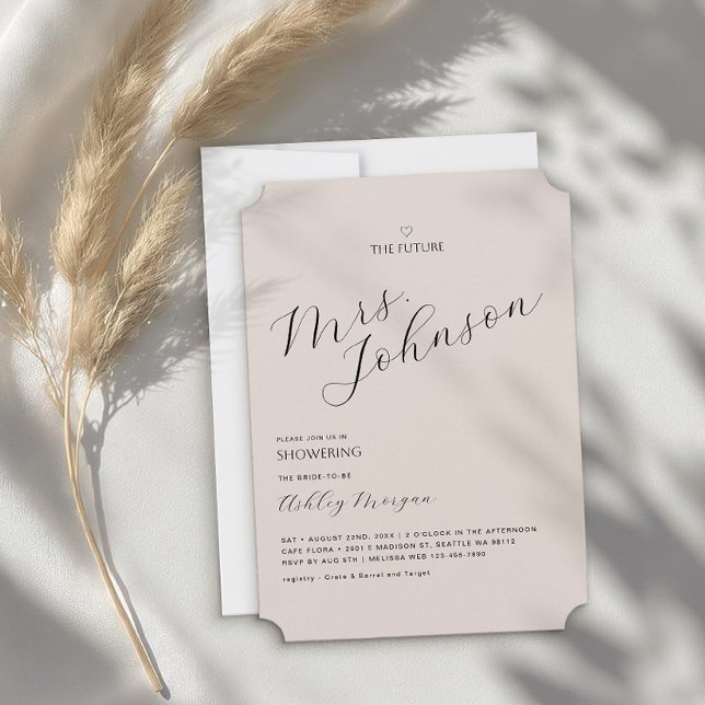 Minimal modern Möhippa | Framtiden fru. Inbjudningar (Bridal Shower Card)