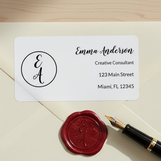 Minimal Modern Monogram Adressetikett (Skapare uppladdad)