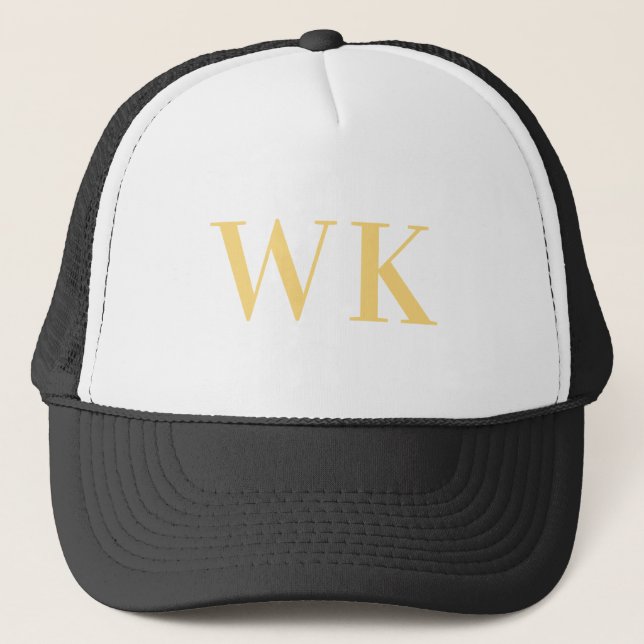 Minimal Modern Monogram Black Guld Keps (Framsida)