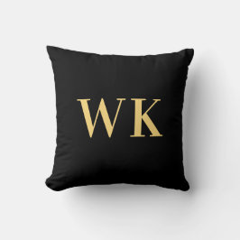 Minimal Modern Monogram Black Guld Kudde