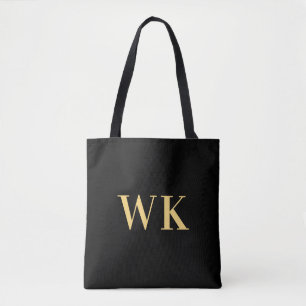 Minimal Modern Monogram Black Guld Tygkasse