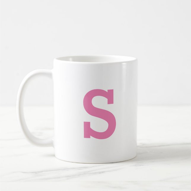 Minimal Modern Monogram Cute Rosa Initial Brev Kaffemugg (Vänster)