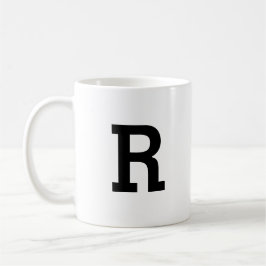 Minimal Modern Monogram Initial Brev Black Kaffemugg