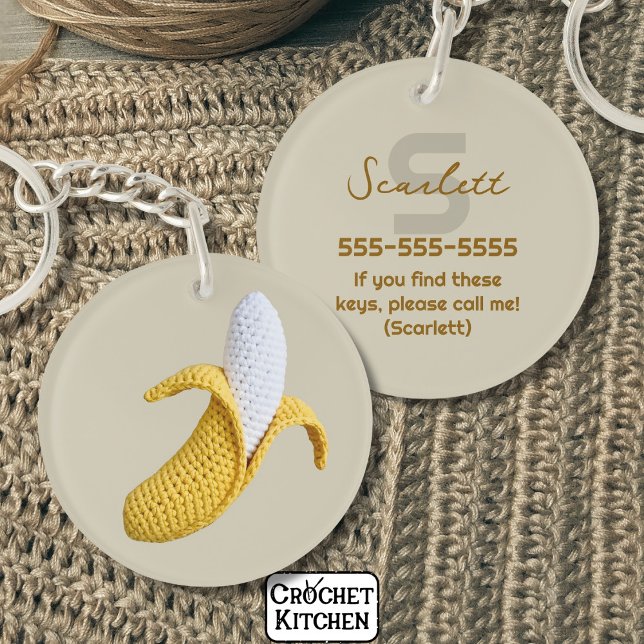 Minimal Modern Monogram Namn Crochet Banana (Skapare uppladdad)