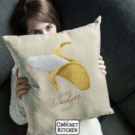 Minimal Modern Monogram Namn Crochet Banana Kudde