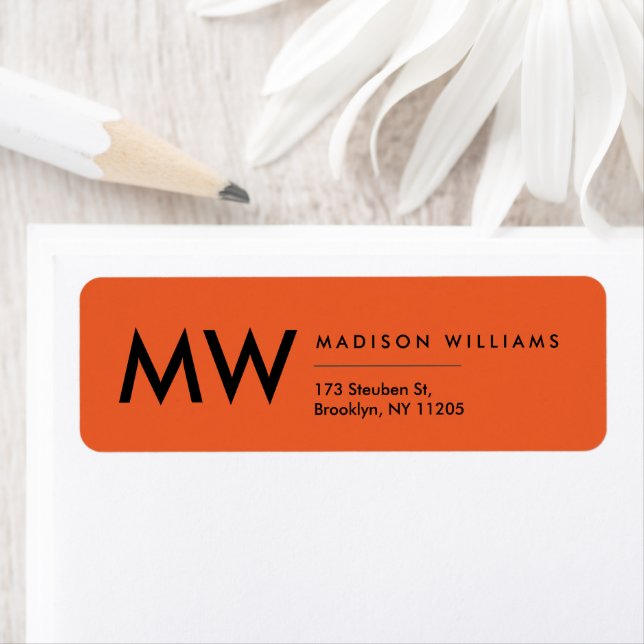 Minimal Modern Monogram Professional  Etikett Returadress Etikett (Insitu)