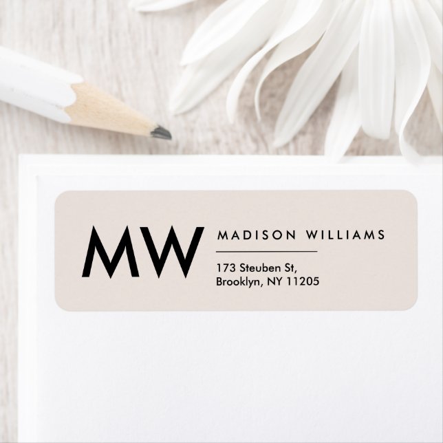Minimal Modern Monogram Professionell-etikett Returadress Etikett (Insitu)