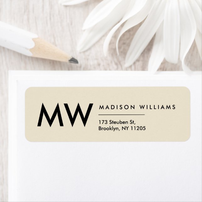 Minimal Modern Monogram Professionell-etikett Returadress Etikett (Insitu)