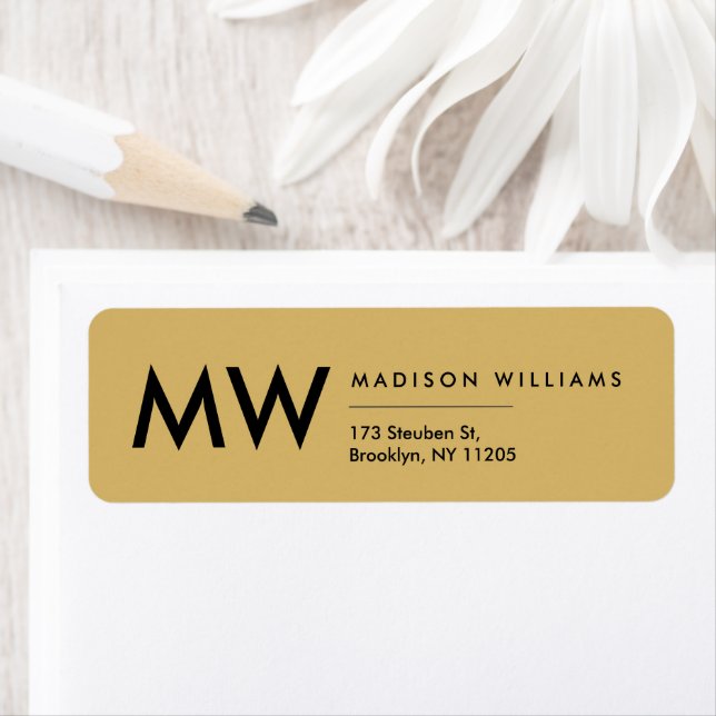 Minimal Modern Monogram Professionell Returadress Etikett (Insitu)