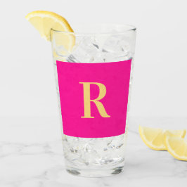 Minimal modern monogram-Shock rosa Glaskopp