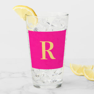 Minimal modern monogram-Shock rosa Glaskopp