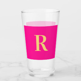 Minimal modern monogram-Shock rosa Glaskopp