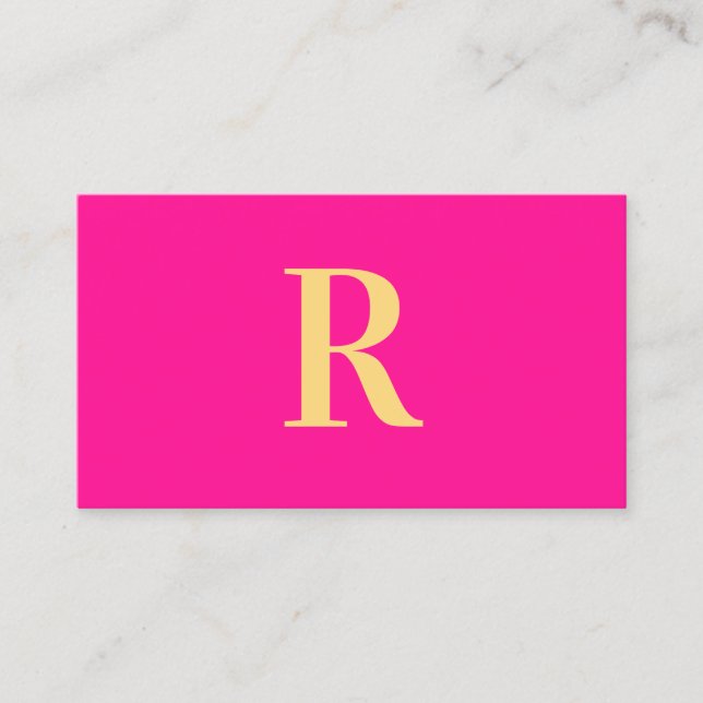 Minimal modern monogram-Shock rosa Visitkort (Framsida)