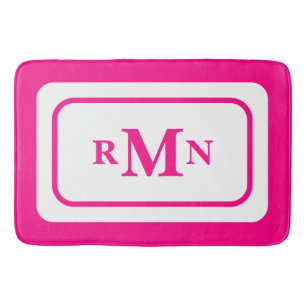 Minimal modern monogrammad Shock rosa-Elegant Badrumsmatta
