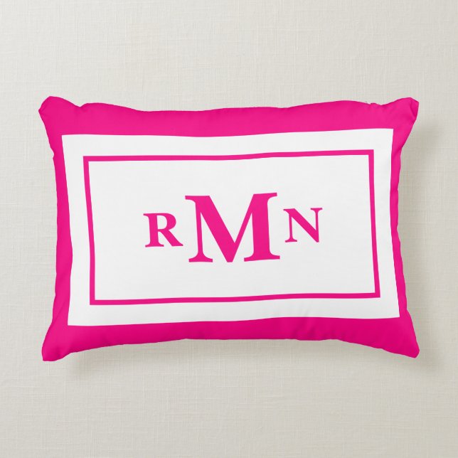 Minimal modern monogrammad Shock rosa-Elegant Prydnadskudde (Framsidan)