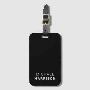 Minimal modern monogrammad svart bagagebricka