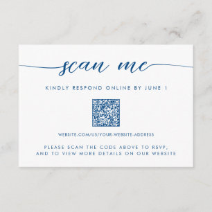 Minimal Modern Navy Blue Scan Me QR-OSA Tilläggskort