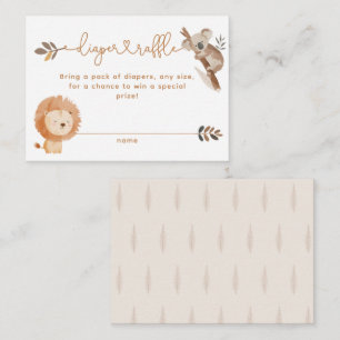 Minimal Modern Neutral Safari Djur Baby Shower Tilläggskort