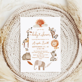 Minimal modern Neutralt Safari Animal Baby Shower Inbjudningar