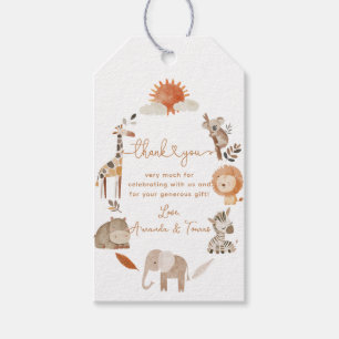 Minimal modern Neutralt Safari Animal Baby Shower Presentetikett