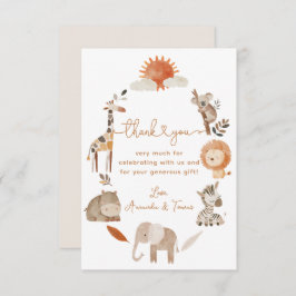 Minimal modern Neutralt Safari Animal Baby Shower Tack Kort