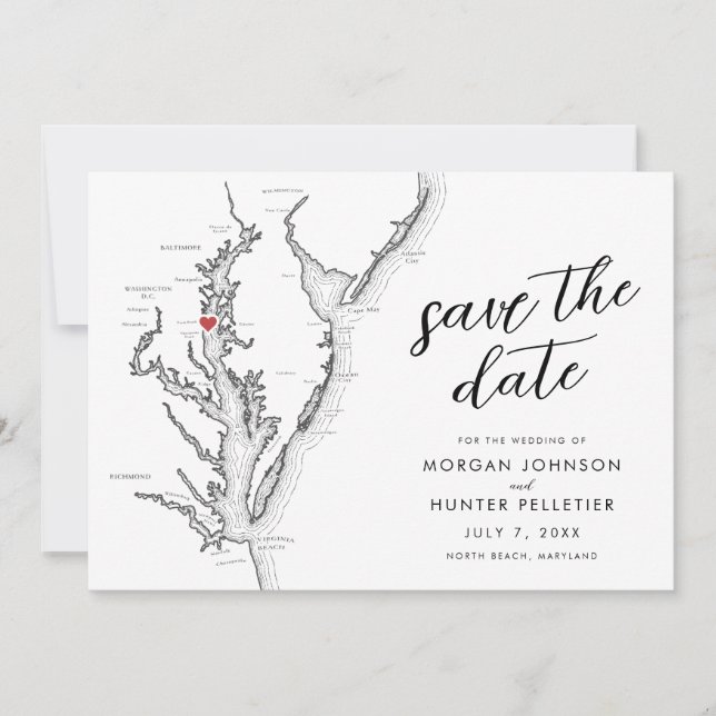 Minimal Modern North Beach MD Wedding Spara Datumet (Framsida)