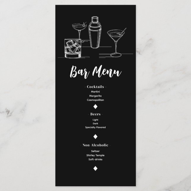 Minimal Modern Open Pub Bröllop Menu Meny (Framsida)