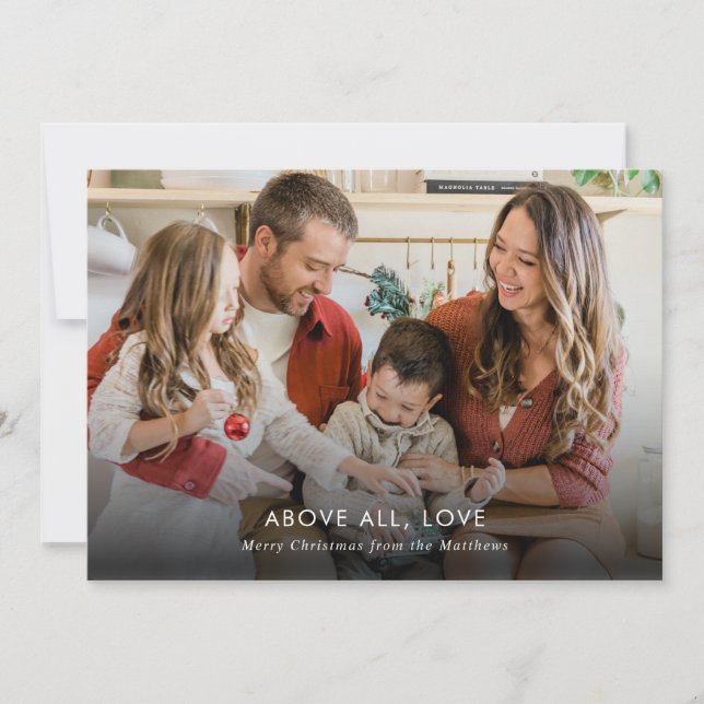 Minimal Modern Över Allt Kärlek Jul Foto Julkort (Framsida)
