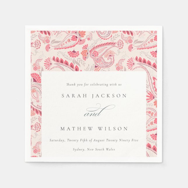 Minimal Modern  Paisley Typography Bröllop Pappersservett (Framsidan)