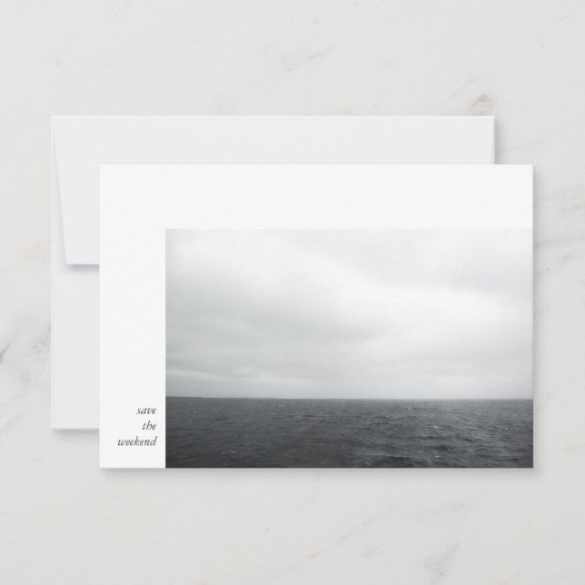 Minimal Modern Photo Black White Bröllop Helg Spara Datumet (Framsida)