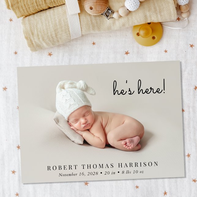 Minimal Modern Photo Collage Birth-meddelande (Announce the arrival of your baby with this cute minimal modern birth announcement)