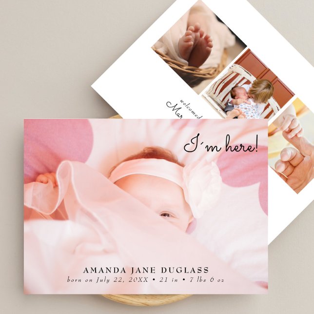 Minimal Modern Photo Collage Birth-meddelande (Skapare uppladdad)