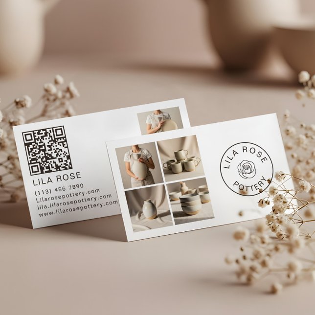 Minimal Modern Photo Collage Pottery Professional Visitkort (Minimal Modern Photo Collage Pottery Professtional Business Card)