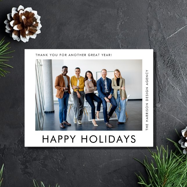 Minimal Modern Photo Corporate-jul Helg Vykort (Spread the joy of the season and strengthen business relationships with our photo holiday card)