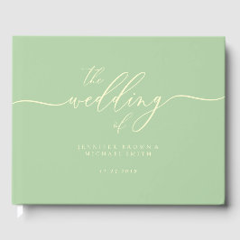 Minimal Modern Pistachio & Cream Wedding Guest Gästböcker
