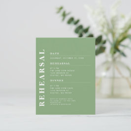 Minimal Modern Pistachio Rehearsal Dinner-Elegant Inbjudningar