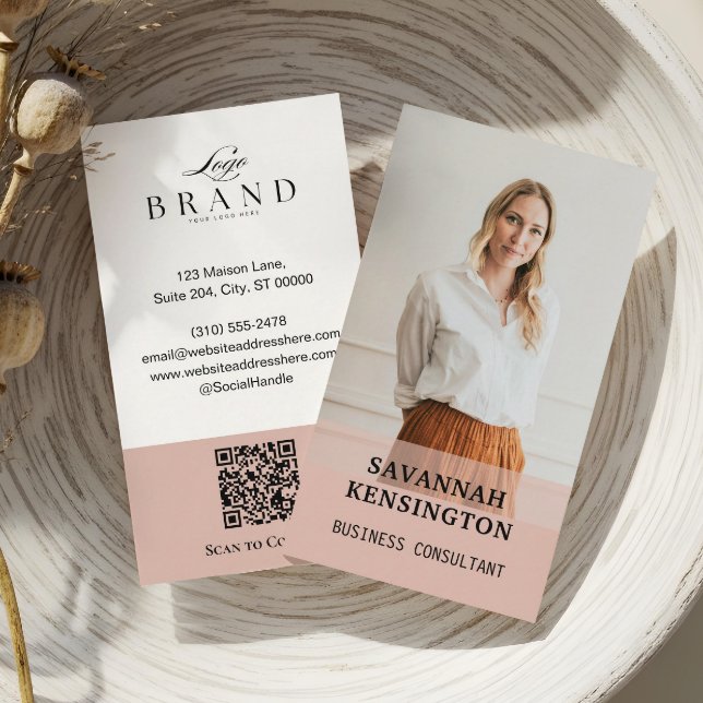 Minimal Modern Professional Photo Company Logo QR Visitkort (Minimal Modern Professional Photo Company Logo QR Business Card)