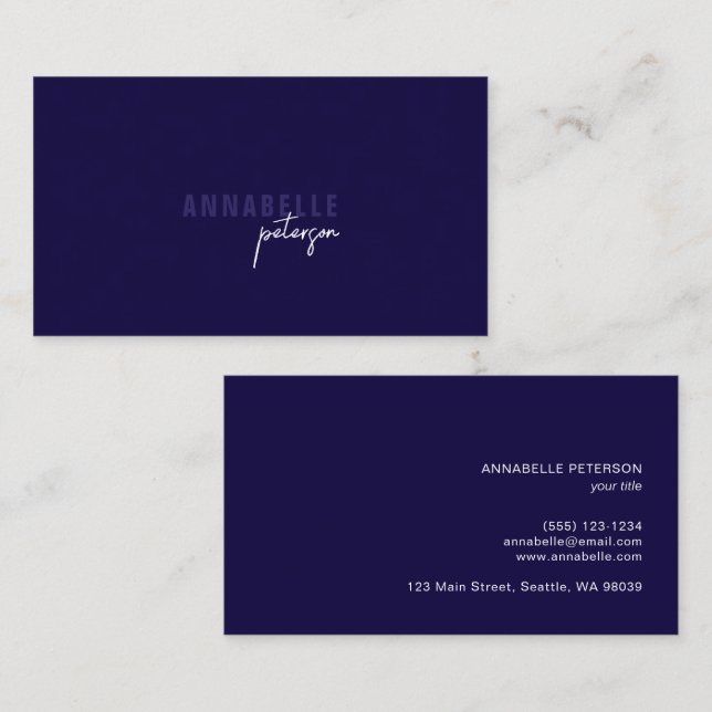 Minimal modern Professionell blå enkel Visitkort (Fram/baksida)