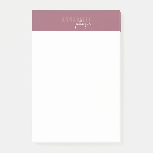 Minimal Modern Professionell Dusty Ro enkel Post-it Block (Framsida)