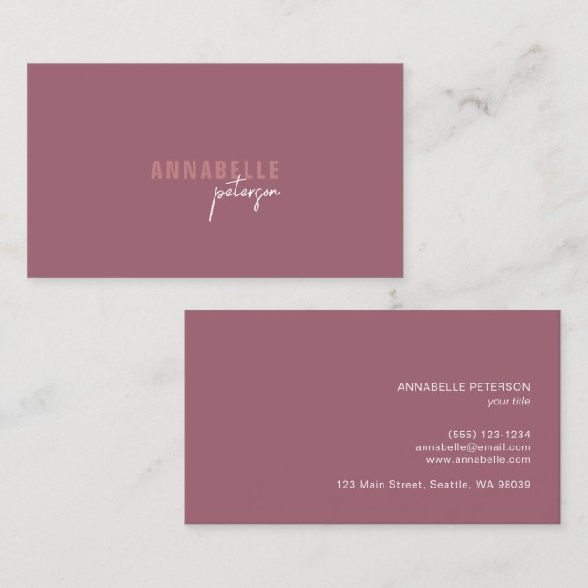 Minimal Modern Professionell Dusty Ro enkel Visitkort (Fram/baksida)