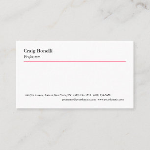Minimal modern Professionell för vit röd linje Visitkort