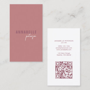 Minimal Modern Professionell QR-kod Dusty Ro Visitkort