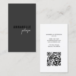 Minimal modern Professionell QR-kod svart Visitkort