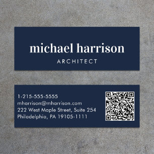 Minimal modern Professionell QR-kodblått Mini Visitkort