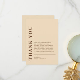 Minimal Modern QR Code Light Beige Bröllop Tack Kort