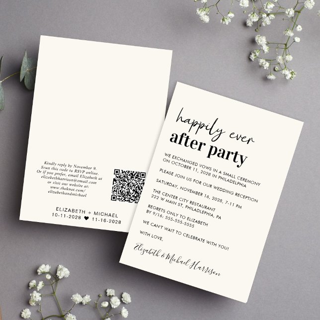 Minimal Modern QR-kod för att skapa bröllop Inbjudningar (From private vows to a grand happily ever after party - celebrate with family and friends)
