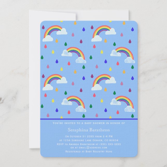 Minimal Modern Rainbow Sprinkle Baby Shower Inbjudningar (Framsida)