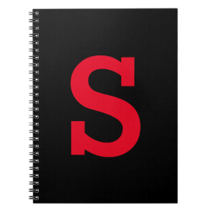 Minimal Modern Red and Black Initial Brev Anteckningsbok
